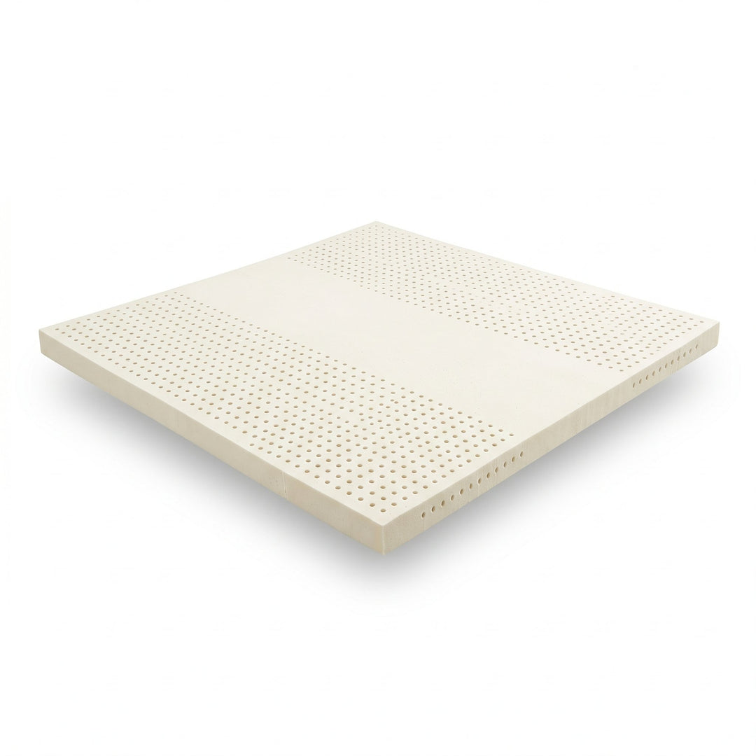 Natural Dunlop latex replacement foam topper for Sleep Number beds, medium 29 ILD, shown at an angle on a white background