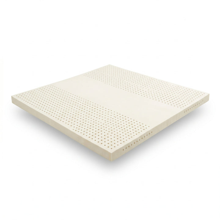 Natural Dunlop latex replacement foam topper for Sleep Number beds, medium 29 ILD, shown at an angle on a white background